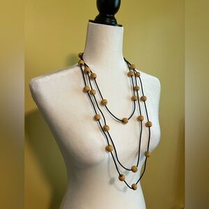 Necklace-one-of-a-kind, leather and lava beads